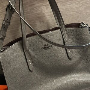 COACH  25137 Tote Bag Charlie Carryall Grey Leather AUTHENTIC